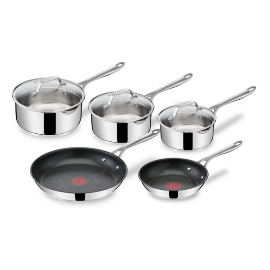 Tefal E304S5 Jamie Oliver Cook's Direct On Pfannenset 8-tlg. Edelstahl: 8 glänzende Edelstahlpfannen. Zum Braten & Kochen auf allen Herdarten.