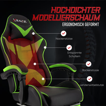 xRace Gaming Stuhl Ergonomischer Bürostuhl - Grün