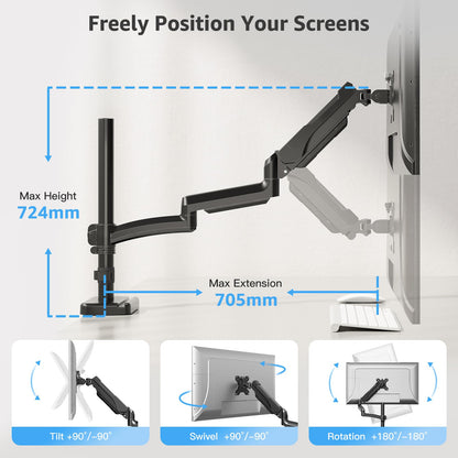 MOUNTUP Monitor Halterung EU6021B, 705 mm Arm für 13-32 Zoll bis 9 kg
