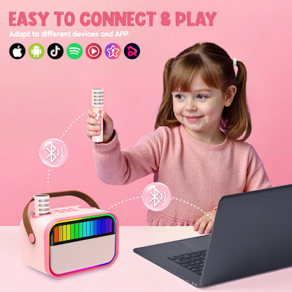 Ankuka Karaoke Maschine mit 2 Mikrofonen, Bluetooth, Rosa