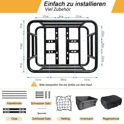 HopesEager Fahrradkorb hinten Metall – Gross mit Innensack
