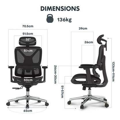 FLEXISPOT ErgoX ergonomischer Bürostuhl mit 3D-Armlehnen, schwarz