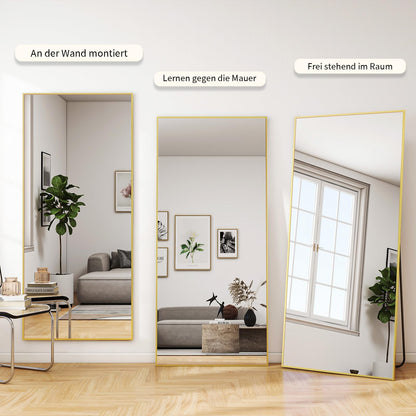 BEAUTYPEAK bruchsicherer Ganzkörperspiegel Standspiegel – 60x165 cm Gold