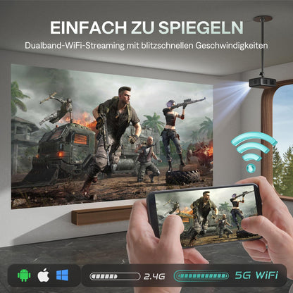 Aurzen Smart Beamer 4K Full HD Projektor mit Autofokus