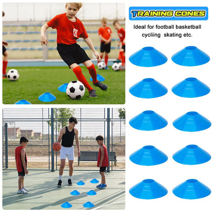 ZPONEED Fussball Trainingszubehör, 6m Koordinationsleiter, 10 Hütchen, Springseil, Slalomstangen Fussball Trainingsset Set, 6 Slalom Poles, für Koordinationstraining, Slalom, Fußball, Hundesport