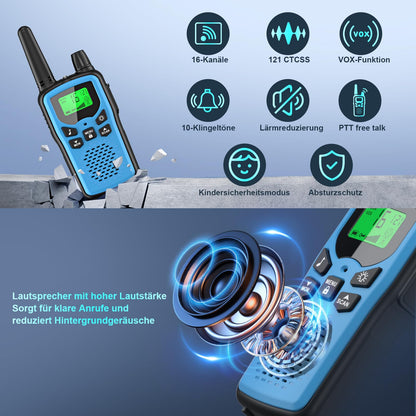 Rabigala Walkie Talkie 3er Set Kinder aufladbar, 5 km Reichweite