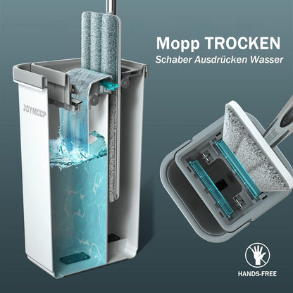 JOYMOOP Wischmopp Eimer Set Freihändig - Flacher Bodenwischer