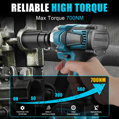 Makita Kompatibel 700Nm Bürstenlos Akku Schlagschrauber – 1/2 Zoll Ohne Akku