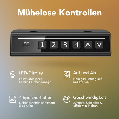 HUANUO Elektrischer Stehschreibtisch 80x48cm – Schwarz/Gold