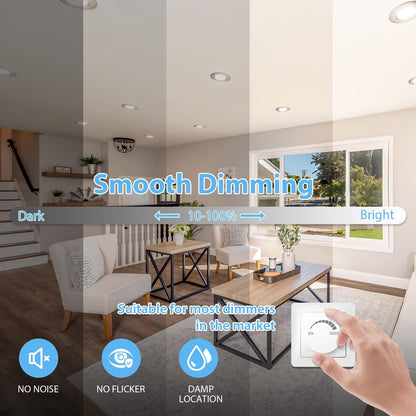 ProLine LED Einbauspot Flach Dimmbar 6W IP44 Warmweiss 12er Set