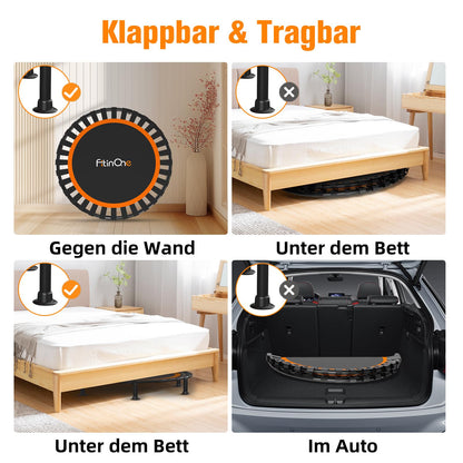 FitinOne 150KG Ø 101CM Fitness Trampolin Faltbar Bungee
