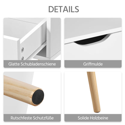 Yaheetech Nachttisch Skandinavisch mit Schublade – 2er-Set Weiss