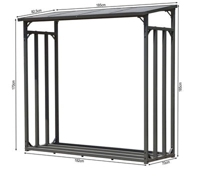 QUICK STAR Metall Kaminholzregal Anthrazit XXL 185x185cm Garten