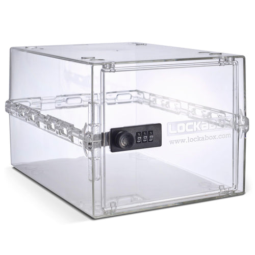 Lockabox One abschliessbare Aufbewahrungsbox mit Zahlenschloss, transparentes Gehäuse aus Polycarbonat