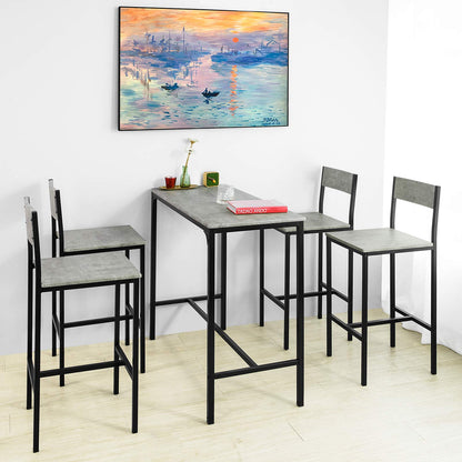 SoBuy OGT14-HG Bartisch Set 5-teilig mit 4 Hockern - Grau