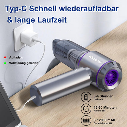 Wirelume Handstaubsauger Akku kabellos, 22000 Pa, 4 in 1, Lila
