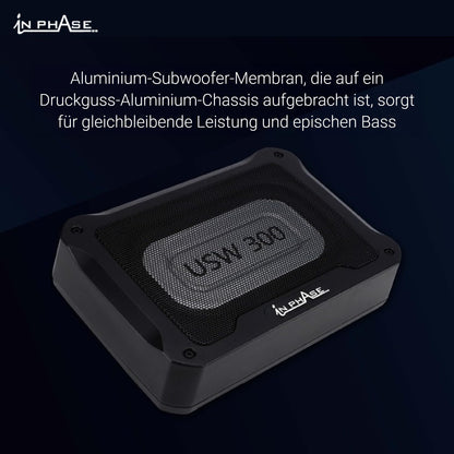 In Phase USW300 Aktiver Untersitz Subwoofer 300W - Schwarz