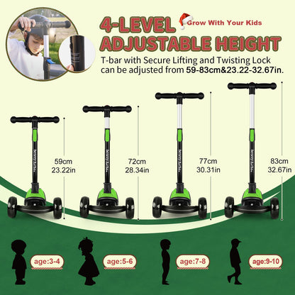 besrey Kinder Dreirad Scooter - Faltbar, LED Leuchträder