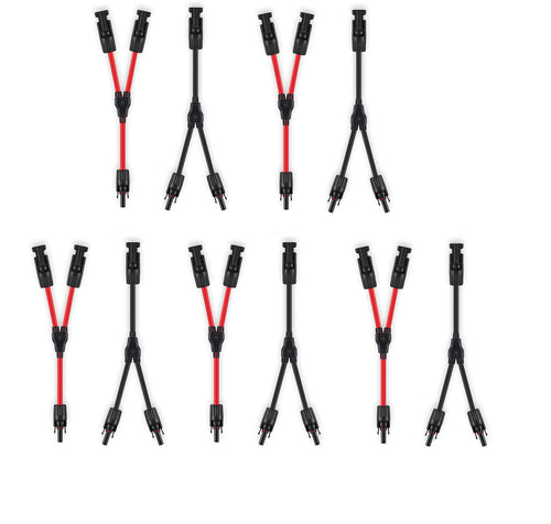 GENORTH Solarkabel Y-Verteiler 6 mm², 5 Paar, 40 A, 1000 V DC in Rot und Schwarz