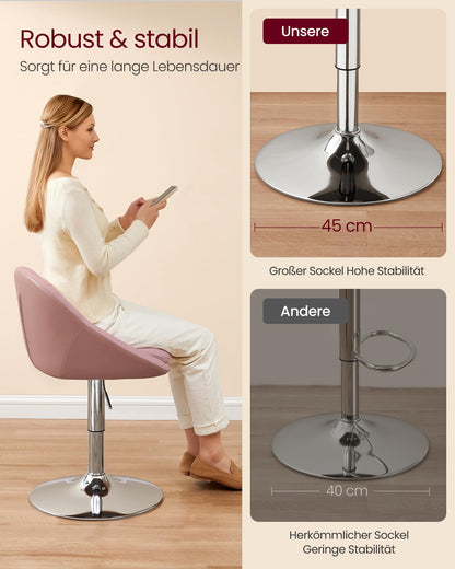 VASAGLE LJB100R01 Drehstuhl verstellbar – Pastellrosa