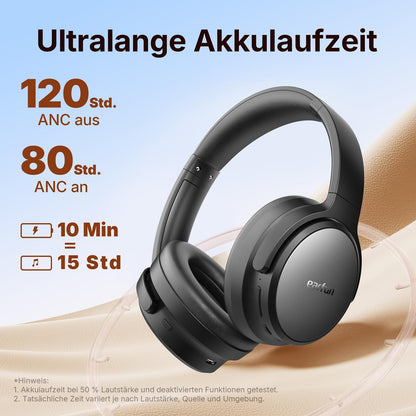EarFun Tune Pro Over-Ear-Kopfhörer kabellos mit ANC, 120 Std. Akku