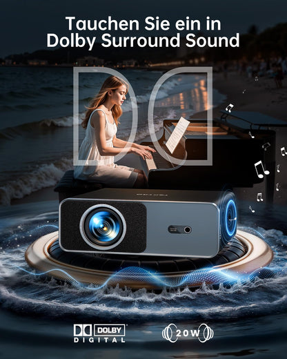 TOPTRO Smart Beamer 4K Heimkino - Netflix Dolby Audio Autofokus