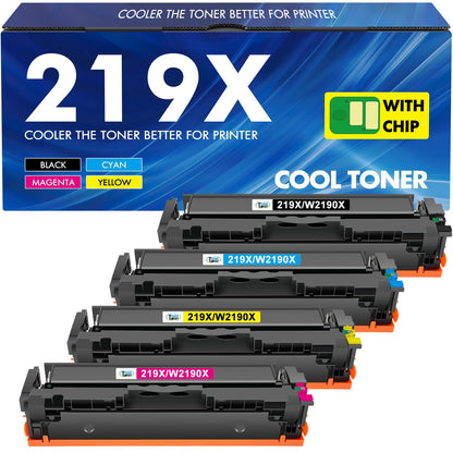 Cool Toner 219X 219A Toner 4er-Pack kompatibel für HP Color LaserJet, Kartuschen in Schwarz, Cyan, Magenta und Gelb