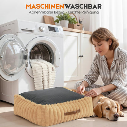 Upvilla Hundebett für grosse Hunde, waschbar, Beige, 92 × 69 cm