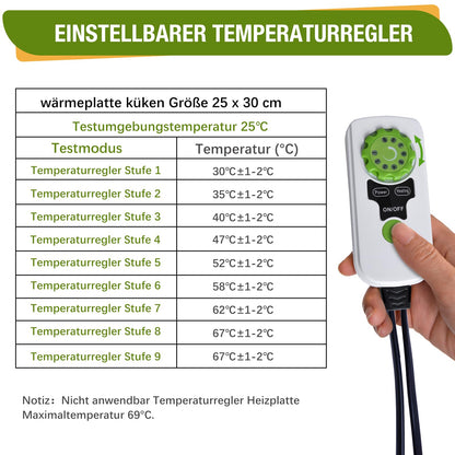 Plutohiker Wärmeplatte für Küken, temperaturverstellbar, 25 x 30 cm