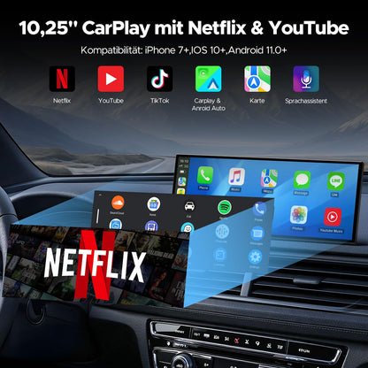 Volam Carplay Android Auto Display 10.25 Zoll - Netflix, Kamera
