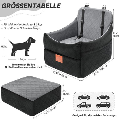 GL GLENSLAVE Hundeautositz für kleine/mittlere Hunde - Schwarz/Grau