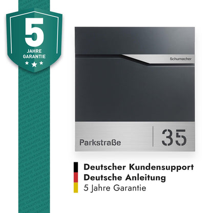 Forgard TRELLEBORG Briefkasten - personalisiert anthrazit Zeitungsfach