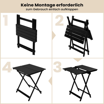 WOLTU Campingtisch klappbar, Aluminium Gartentisch schwarz