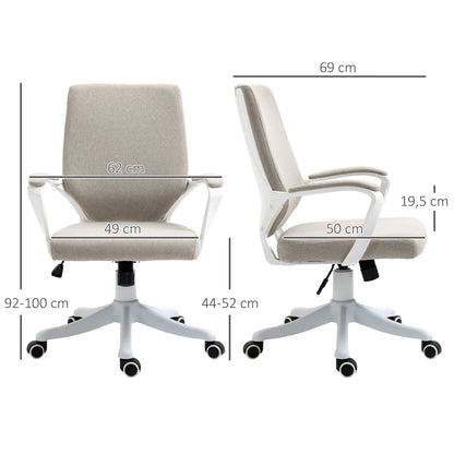 Vinsetto Bürostuhl Beige Weiss - Ergonomischer Schreibtischstuhl