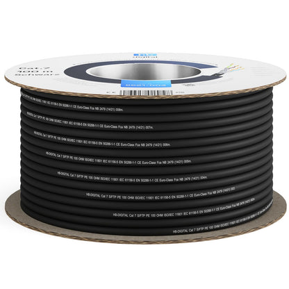 HB-DIGITAL CAT 7 Outdoor LAN Verlegekabel S/FTP 100m Schwarz