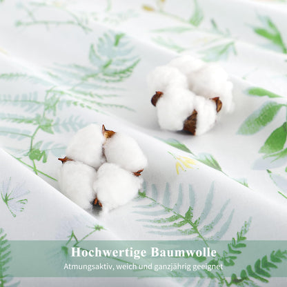 Aisbo Bettwäsche 135x200 4teilig Baumwolle Grün mit Blumenmuster