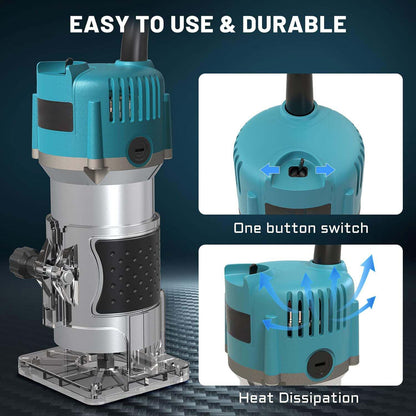 Profi Oberfräse 800W – Holzfräse mit 15-tlg. Fräserset