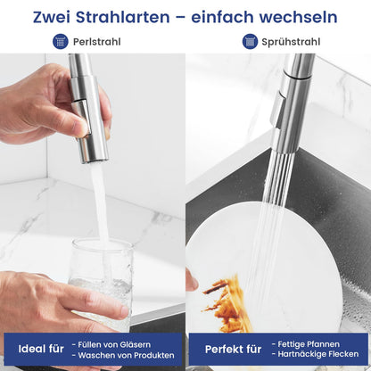 CECIPA SOFETIY Küchenarmatur mit Ausziehbrause - Edelstahl