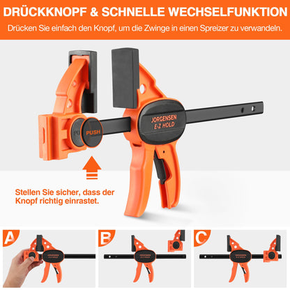 Jorgensen Einhandzwingen Set 4 Stück, 2-in-1 zum Spannen und Spreizen