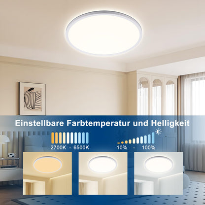 ONDTA Ultra Dünne LED Deckenleuchte Dimmbar – Ø57 cm Weiss Rund
