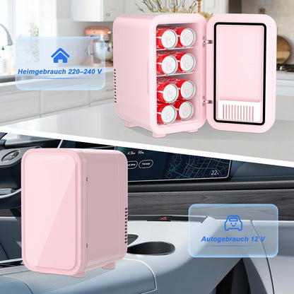 YASHE Mini-Kühlschrank 6 Liter, tragbar, thermoelektrisch, Pink