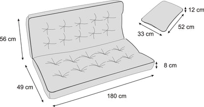 PillowPrim Pola Sitzauflage für Hollywoodschaukel 180 cm Graphit