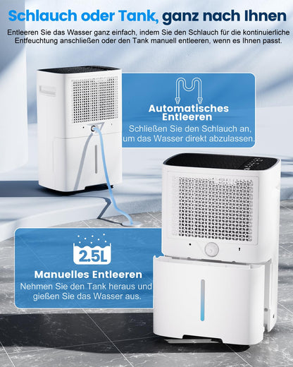ARIBIO Luftentfeuchter elektrisch 20L/Tag PD08C-20 mit Ablaufschlauch