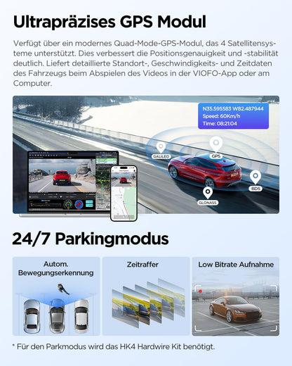 VIOFO A229 Plus Dashcam - 2K Dual WLAN Sprachsteuerung