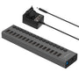 SABRENT 16-Port USB 3.2 Hub aktiv mit 90W Netzteil (HB-PU16) mit Einzelschaltern und LED-Anzeigen