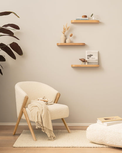 Kazai.® Wandregal-Set 'Toke' Eiche – 3 schwebende Holzregale