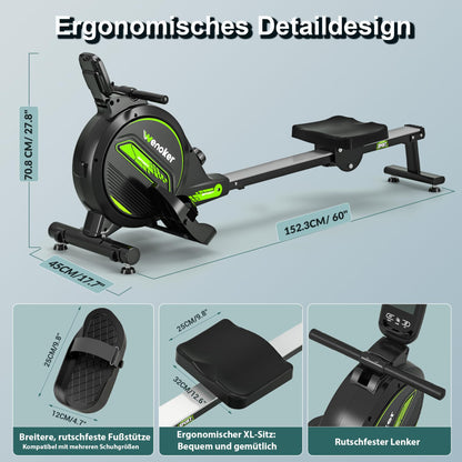 Wenoker Rudergerät Magnetisch - Leise, 16 Stufen, App & LCD