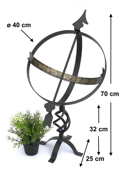 DanDiBo Sonnenuhr Garten Schwarz 70 cm Schmiedeeisen