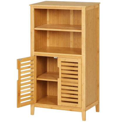 VIAGDO Badschrank Bambus – 2 Lamellentüren Schrank, 50 cm