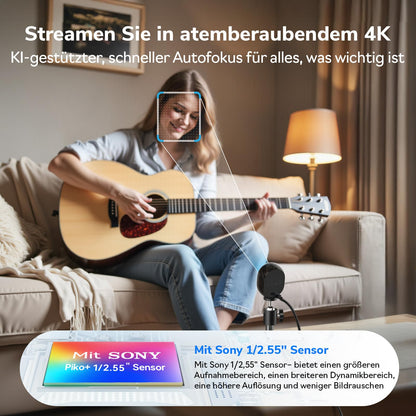 EMEET Piko+ 4K KI-Webcam – Dual-Kamera, KI-Autofokus